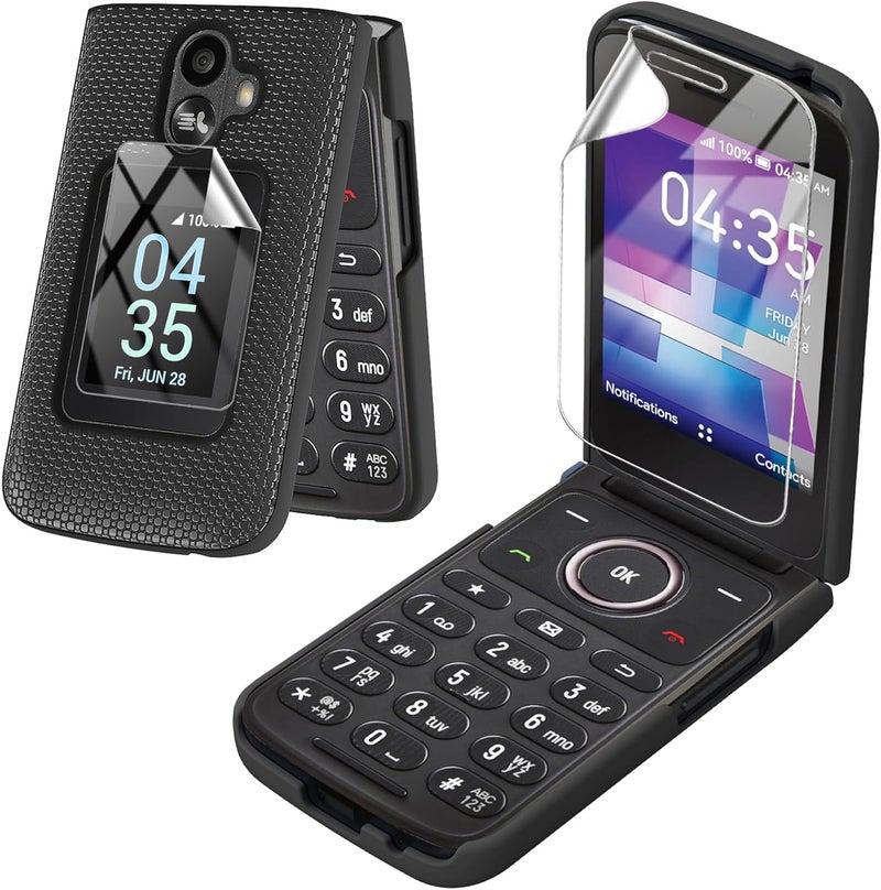 Mocotto for TCL Flip 3 Phone case with Screen Protector Slim Hard Shell Protector Cover for T435 (2024) (TCL Flip 3,Black) - Image 1